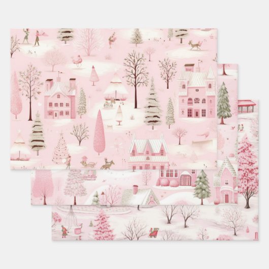   roze kerst inpakpapier vel (Set)