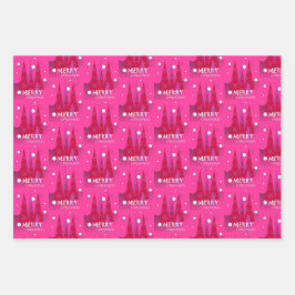 Roze kerst inpakpapier vel