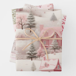 roze kerst inpakpapier vel