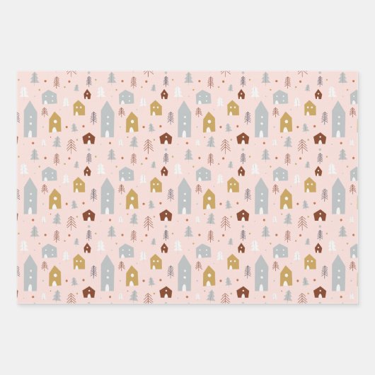 Roze kerst inpakpapier vel (Voorkant 2)