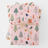 Roze kerst inpakpapier vel (In situ)