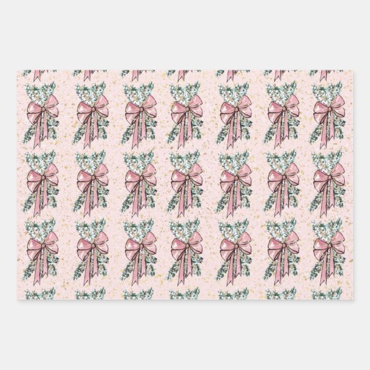 Roze kerst inpakpapier vel (Voorkant 3)