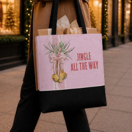 Roze Kerst Jingle All the Way Boodschappentas Tote Bag