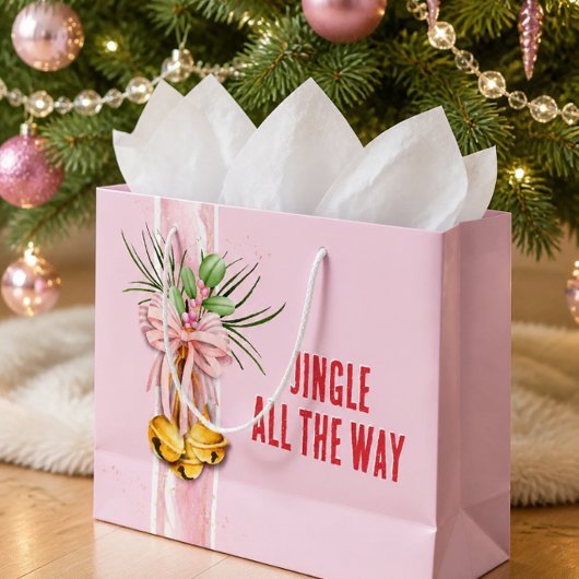 Roze Kerst Jingle All the Way Cadeautas