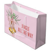 Roze Kerst Jingle All the Way Cadeautas (Voorkant Gekanteld)