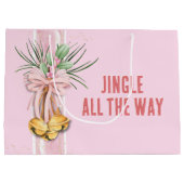 Roze Kerst Jingle All the Way Cadeautas (Achterkant)