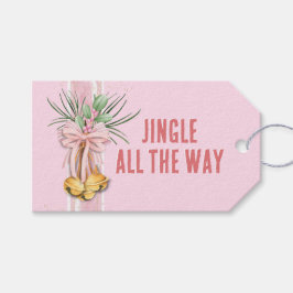 Roze Kerst Jingle Bells Gepersonaliseerde Gift Lab Cadeaulabel