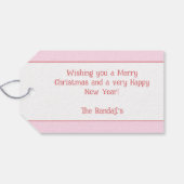 Roze Kerst Jingle Bells Gepersonaliseerde Gift Lab Cadeaulabel (Achterkant Horizontaal)