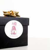 Roze Kerst Kabouter Jolly Ronde Sticker