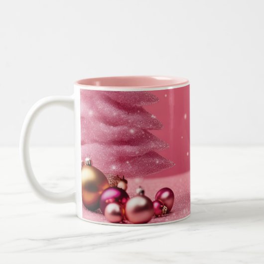 Roze Kerst Keramische Mok (Links)