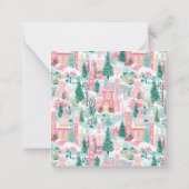 Roze Kerst Kerken Gift Enclosure Notitiekaartje (Achterkant)