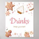 Roze Kerst Kleine Cookie Baby shower Drinken Poster (Voorkant)