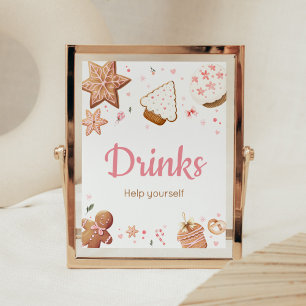 Roze Kerst Kleine Cookie Baby shower Drinken Poster