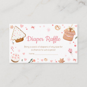Roze Kerst Kleine Cookie Luier Raffle Informatiekaartje