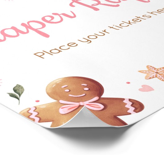 Roze Kerst Kleine Cookie Luier Raffle Poster (Hoek)