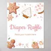 Roze Kerst Kleine Cookie Luier Raffle Poster (Voorkant)