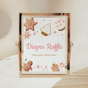 Roze Kerst Kleine Cookie Luier Raffle Poster