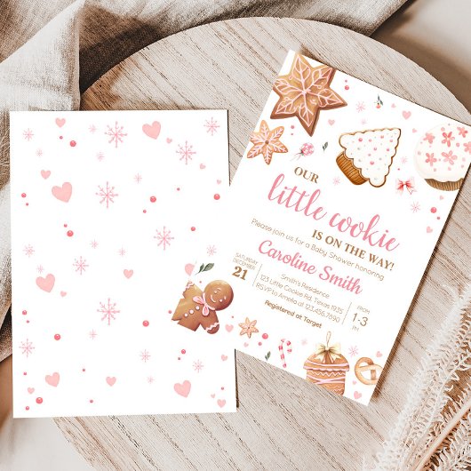 Roze Kerst Kleine Koekje Baby Shower Kaart