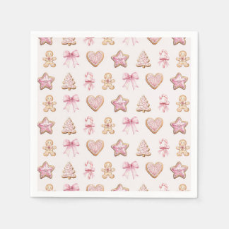 Roze Kerst Koek Patroon Baby Shower Servet