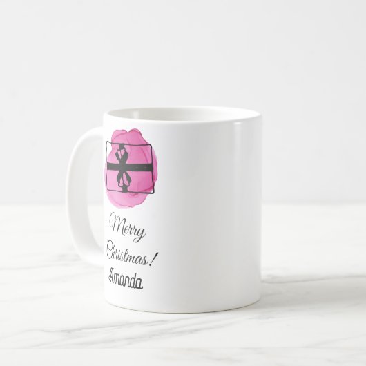 Roze kerst koffiemok (Voorkant links)