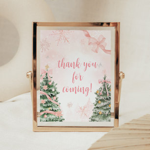 Roze Kerst Koud Buiten Bedankt voor je komst Poster