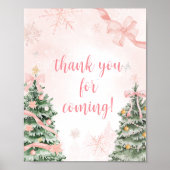 Roze Kerst Koud Buiten Bedankt voor je komst Poster (Voorkant)
