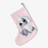 Roze Kerst Kous Schattige Pet Dog Kleine Kerstsok (Achterkant (Hangend))