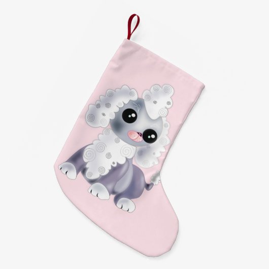 Roze Kerst Kous Schattige Pet Dog Kleine Kerstsok (Voorkant (Hangend))