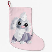 Roze Kerst Kous Schattige Pet Dog Kleine Kerstsok (Voorkant)