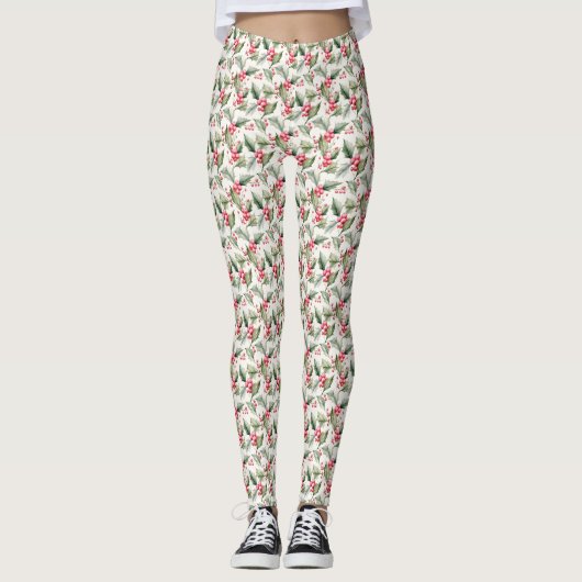 Roze Kerst Leggings (Voorkant)