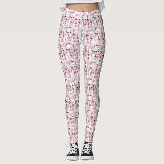 Roze Kerst Leggings (Voorkant)