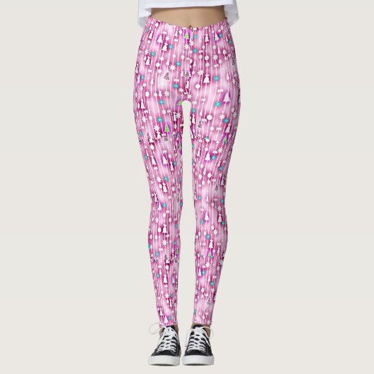 Roze kerst leggings (Voorkant)