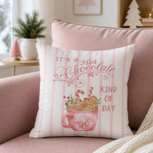 Roze Kerst Lekkere Chocolade Mok Worp Kussen