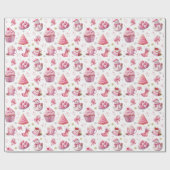 Roze Kerst Lief Schattige Plezier Cadeaupapier (Vlak)