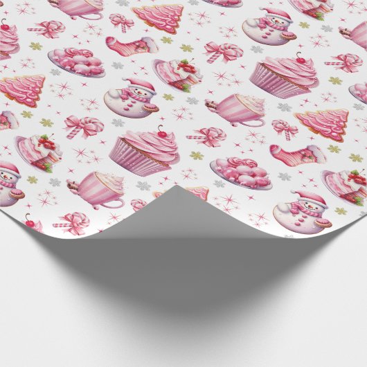 Roze Kerst Lief Schattige Plezier Cadeaupapier (Hoek)