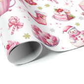 Roze Kerst Lief Schattige Plezier Cadeaupapier (Rol Hoek)