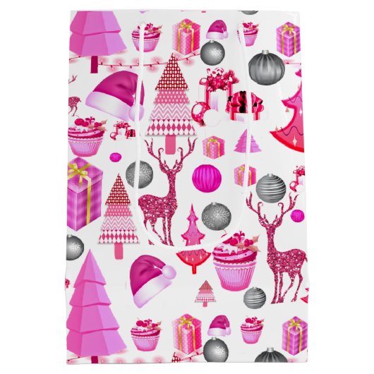 Roze kerst medium cadeauzakje (Achterkant)