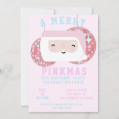 Roze Kerst Meisjes Disco Verjaardagsfeestje Kaart (Voorkant)