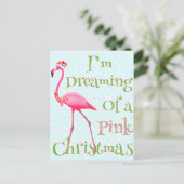 Roze kerst met Flamingo Briefkaart (Staand voorkant)