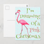 Roze kerst met Flamingo Briefkaart (Voorkant / Achterkant)