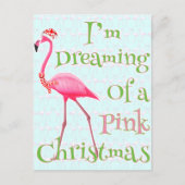 Roze kerst met Flamingo Briefkaart (Voorkant)