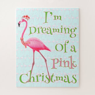 Roze kerst met Flamingo Legpuzzel