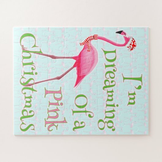 Roze kerst met Flamingo Legpuzzel (Horizontaal)