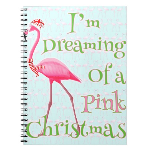 Roze kerst met Flamingo Notitieboek (Voorkant)