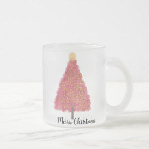 Roze kerst met glitter matglas koffiemok