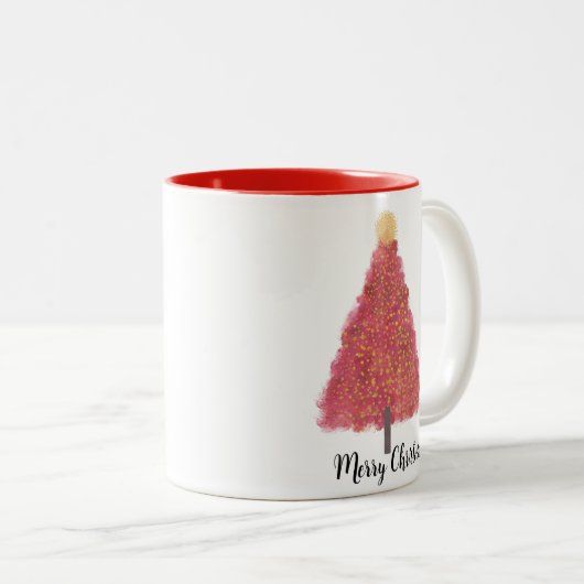 Roze kerst met glitter tweekleurige koffiemok (Voorkant rechts)