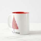 Roze kerst met glitter tweekleurige koffiemok (Voorkant links)