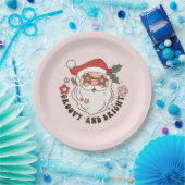 Roze kerst met Groovy Retro Papieren Bordje (Feest)