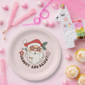 Roze kerst met Groovy Retro Papieren Bordje (Feest)