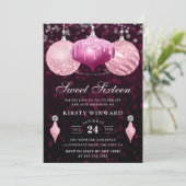 Roze kerst met kerst en sabiele sixteen kaart (Staand voorkant)